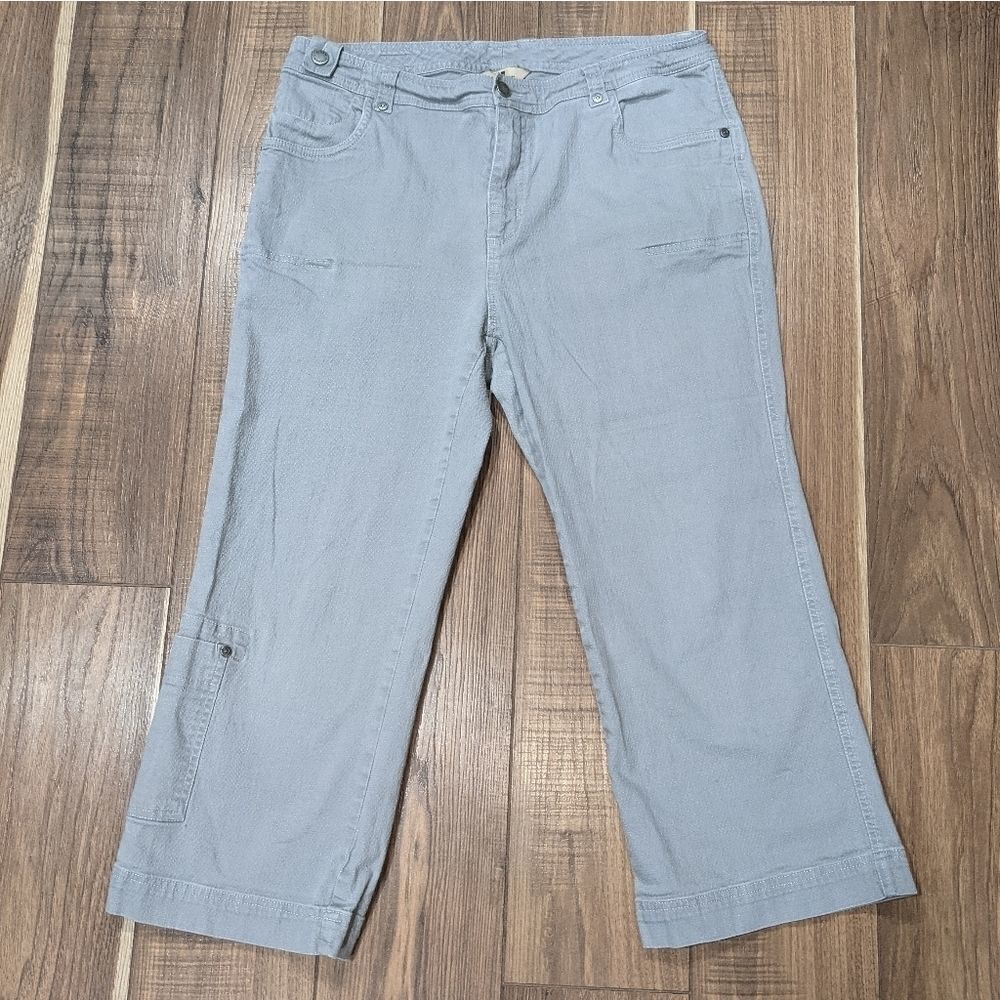 WOOLRICH Women's Gray High-Rise Cropped Cotton Capri Pants. Size 14. - Picture 2 of 4